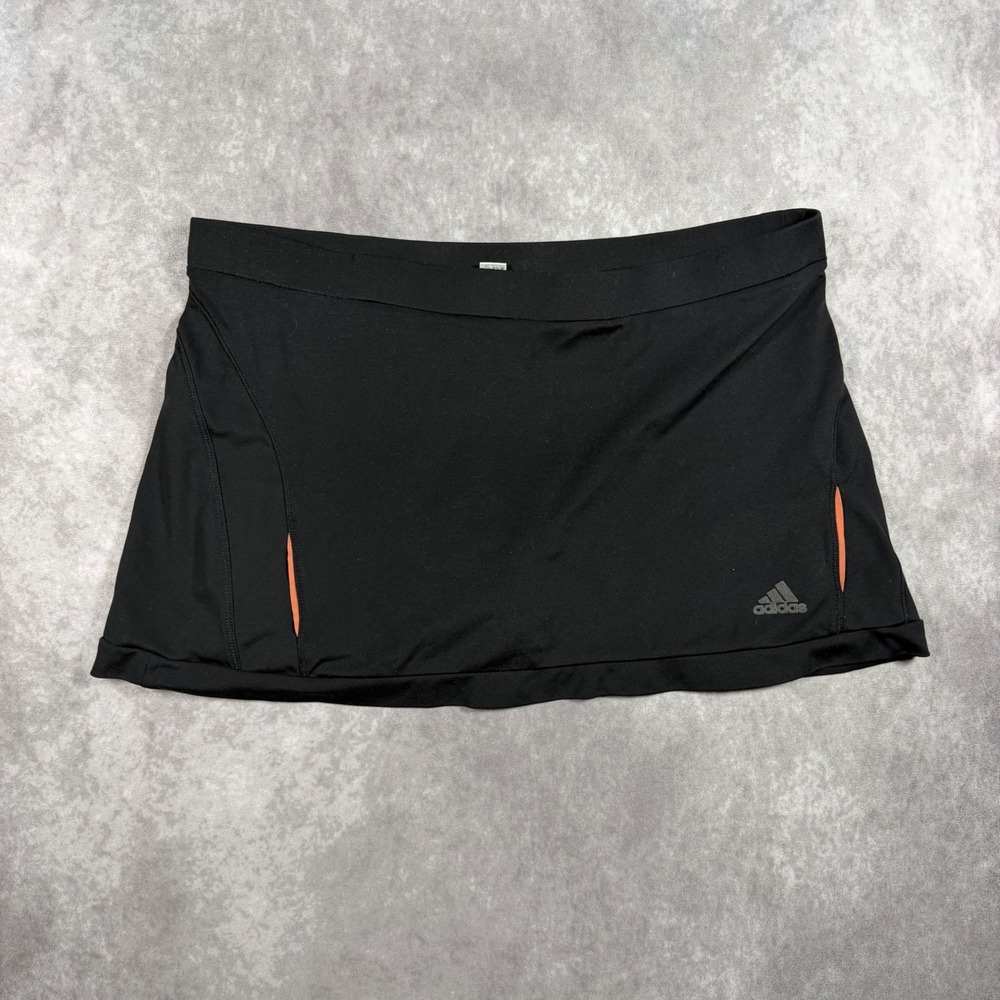 Adidas Womens Black Orange Athletic Tennis Golf Skort Skirt Large Sporty